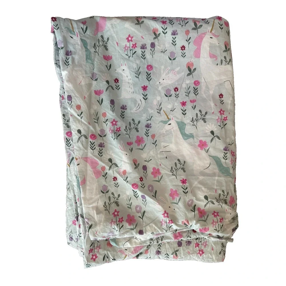 Pottery Barn Duvet Cover Mystical Unicorn Flowers Cotton 68x86